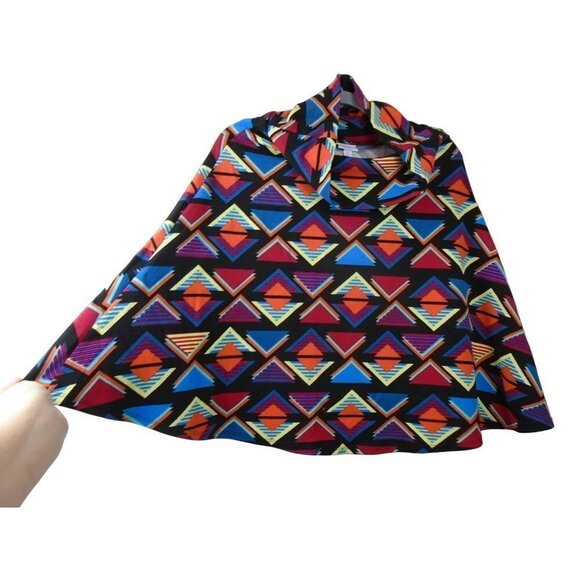 LulaRoe Abstract Geometric Square Triangle Print Jewel Tone Cape ~ Women S - Picture 3 of 6
